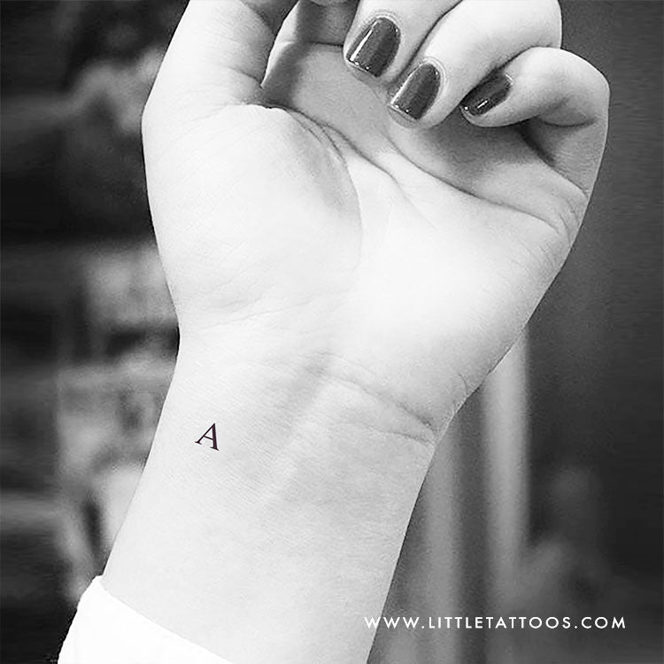 A Uppercase Serif Letter Temporary Tattoo - Set of 3