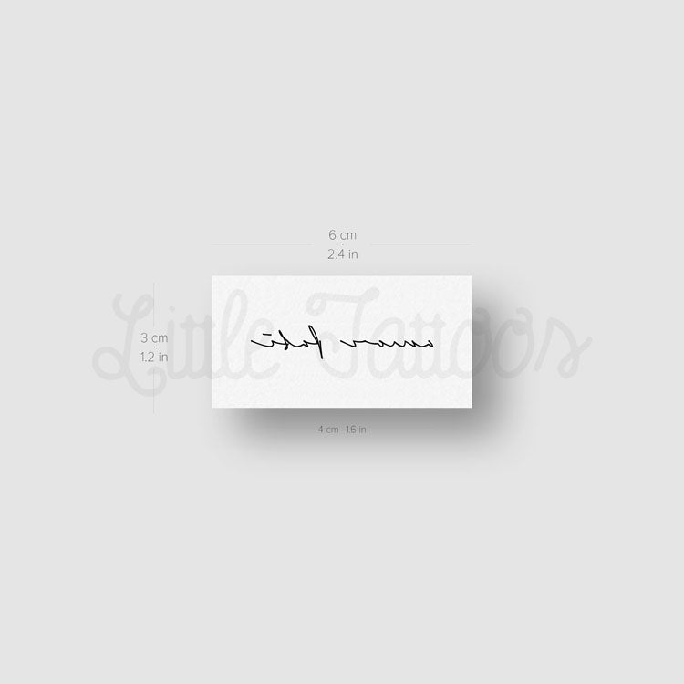 Tatuaje temporal "Amor Fati" con fuente manuscrita - Juego de 3
