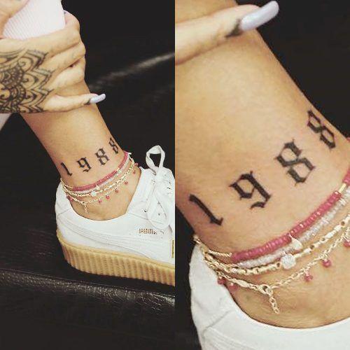 Rihanna's 1988 Birth Year Temporary Tattoo - Set of 3