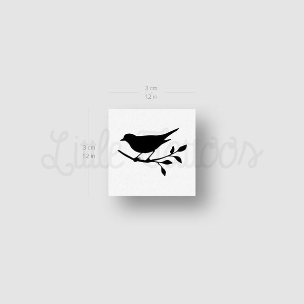 Small Bird On A Branch Temporary Tattoo - Set of 3