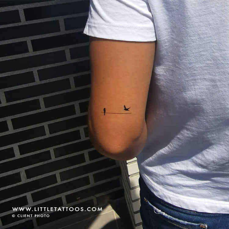 Tatuaje temporal de pájaros en un alambre - Juego de 3