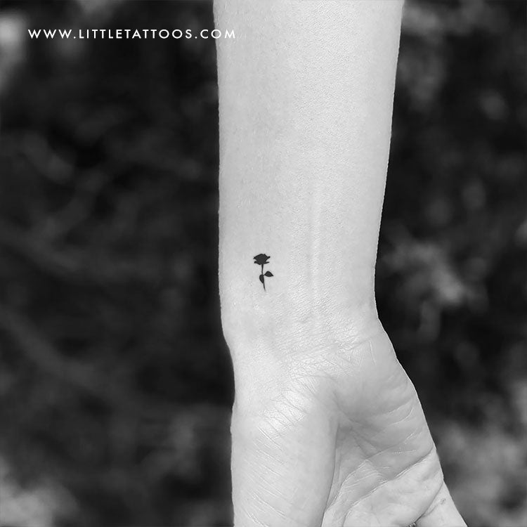 Tiny Black Rose Temporary Tattoo - Set of 3