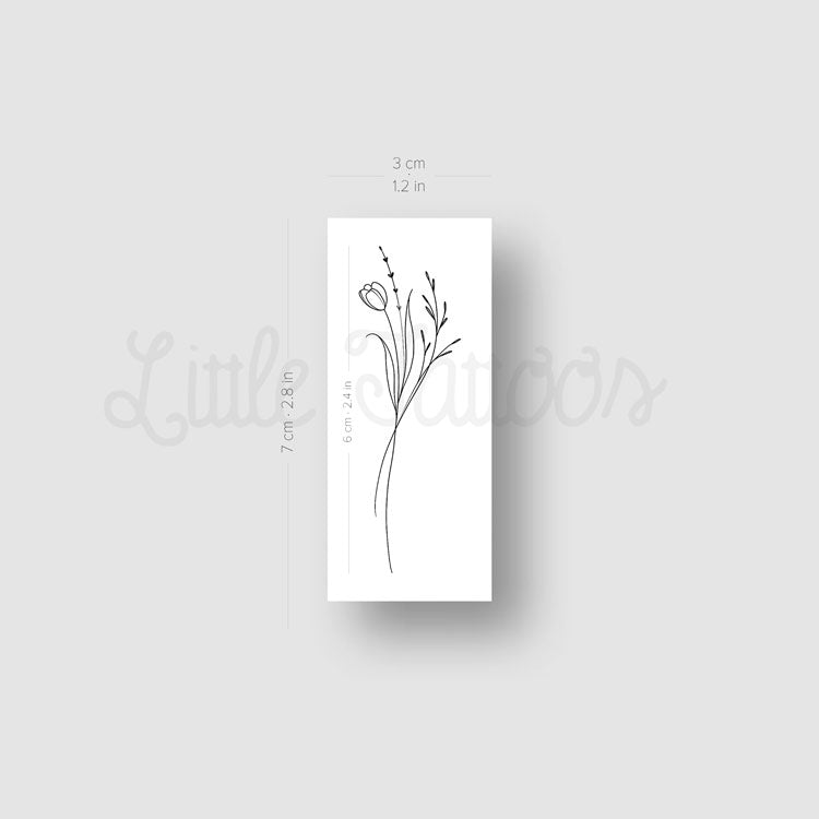Tatuaje temporal "Ramo de flores n.º 1" de Harmlessberry - Juego de 3