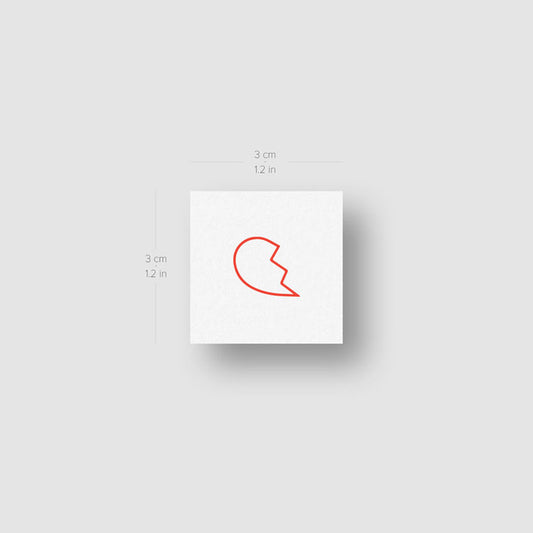 Tatuaje temporal de corazón roto rojo a juego (3+3)