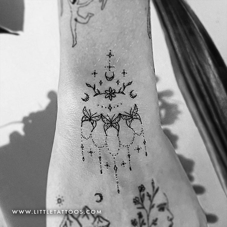 Tatuaje temporal de mariposa en la muñeca de Tukoi (juego de 3)