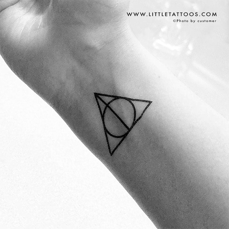 Triangle Circle and Line Temporary Tattoo - Set of 3