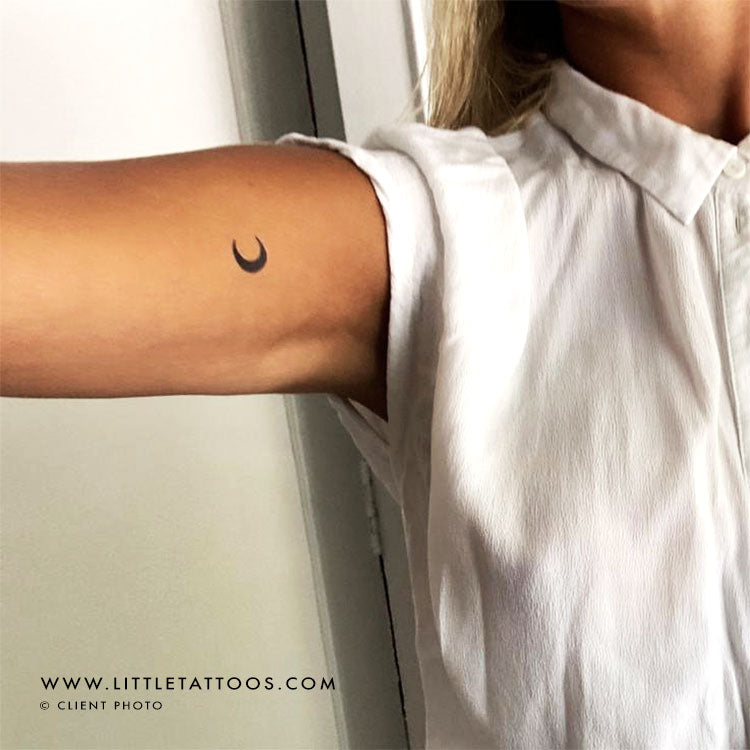 Black Crescent Moon Temporary Tattoo - Set of 3