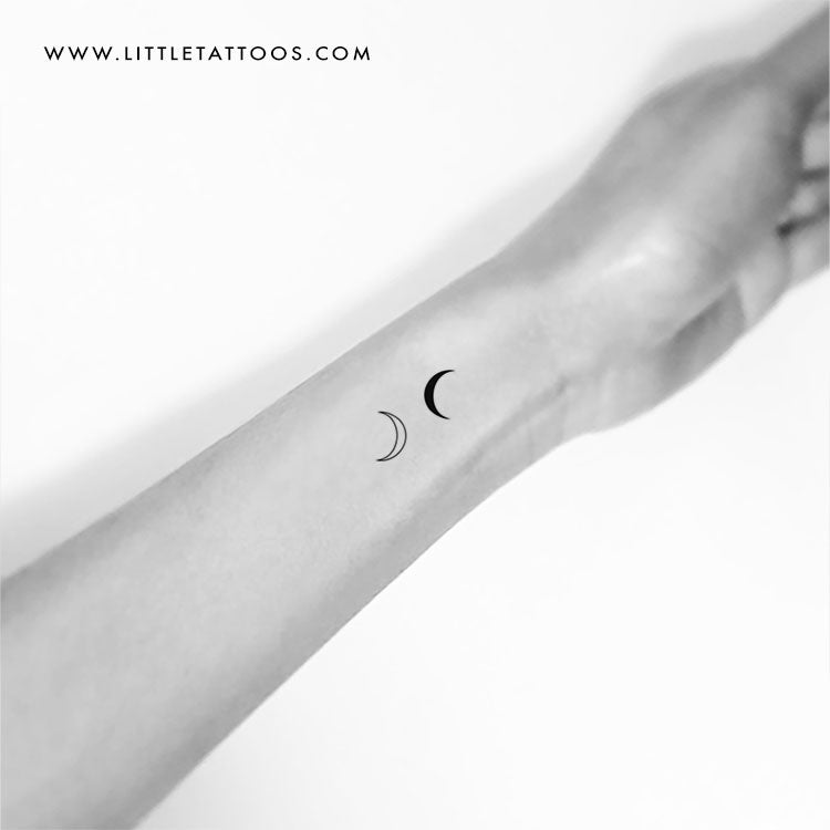 Crescent Moon Couple Temporary Tattoo - Set of 3