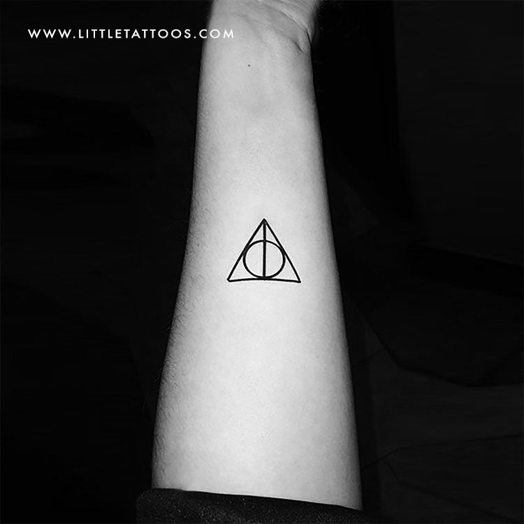 Triangle Circle and Line Temporary Tattoo - Set of 3