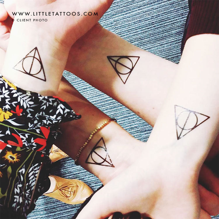 Triangle Circle and Line Temporary Tattoo - Set of 3