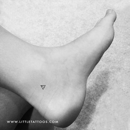 Tatuaje temporal de triángulo pequeño, círculo y línea (juego de 3)