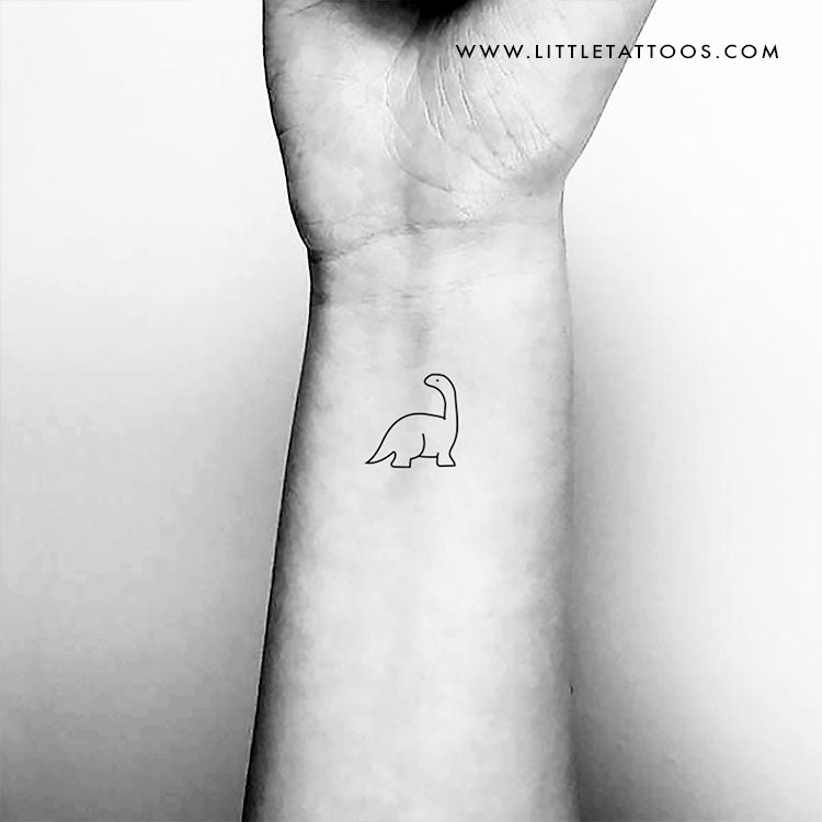 Minimalist Diplodocus Dinosaur Temporary Tattoo - Set of 3