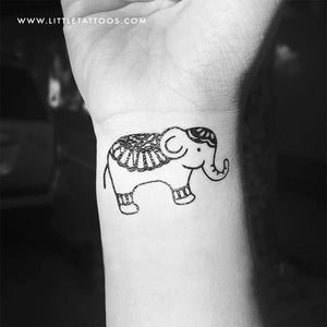 Ornamental Elephant Temporary Tattoo (Set of 3)