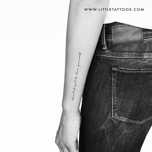 Don't Forget To Love Yourself Temporary Tattoo - Set of 3