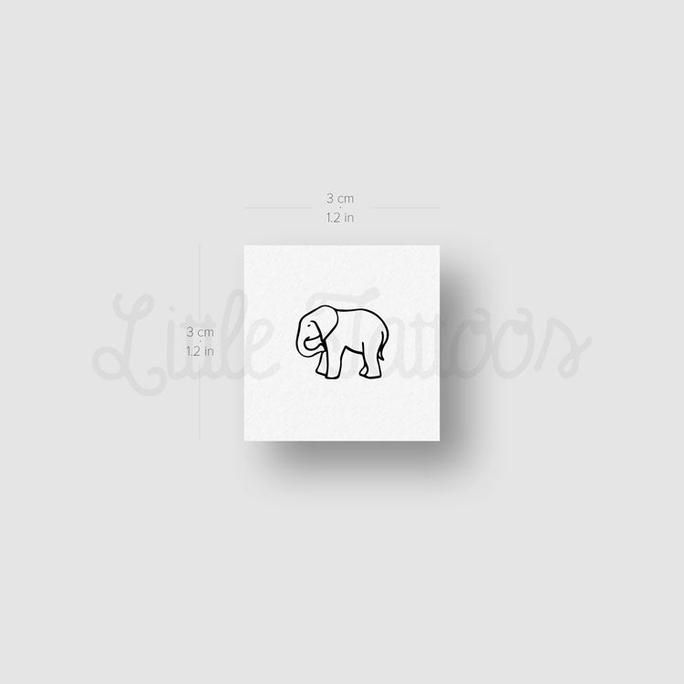 Tatuaje temporal de elefante bebé (derecha) - Juego de 3