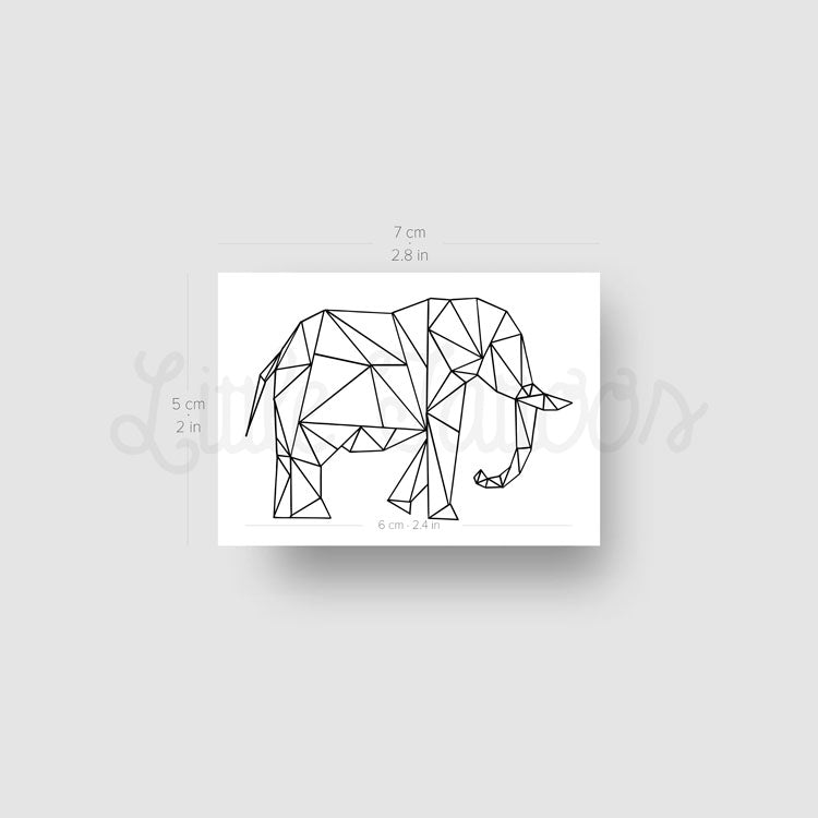 Low Poly Elephant Temporary Tattoo by Cagri Durmaz - Set of 3