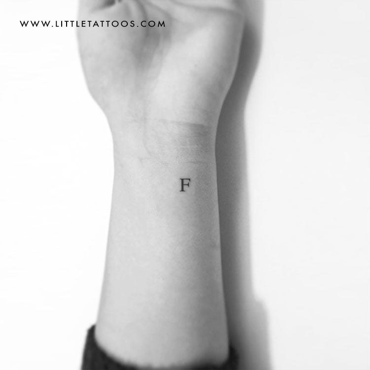 F Uppercase Serif Letter Temporary Tattoo - Set of 3