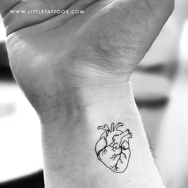 Anatomical Heart Outline Temporary Tattoo - Set of 3