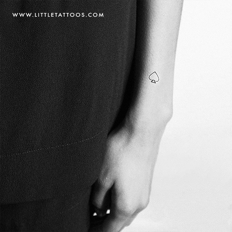 Fine Line Spade Temporary Tattoo - Set of 3