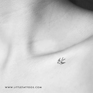 Small Fine line Swallow Temporary Tattoo - Set of 3