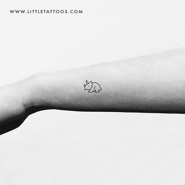 Minimalist Triceratops Dinosaur Temporary Tattoo - Set of 3