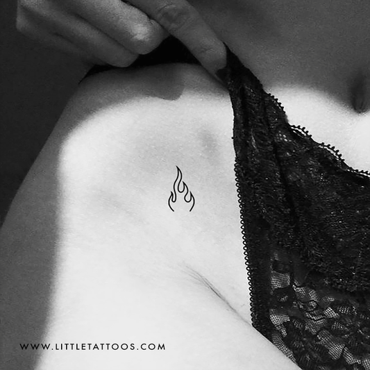 Tatuaje temporal de llama minimalista - Juego de 3