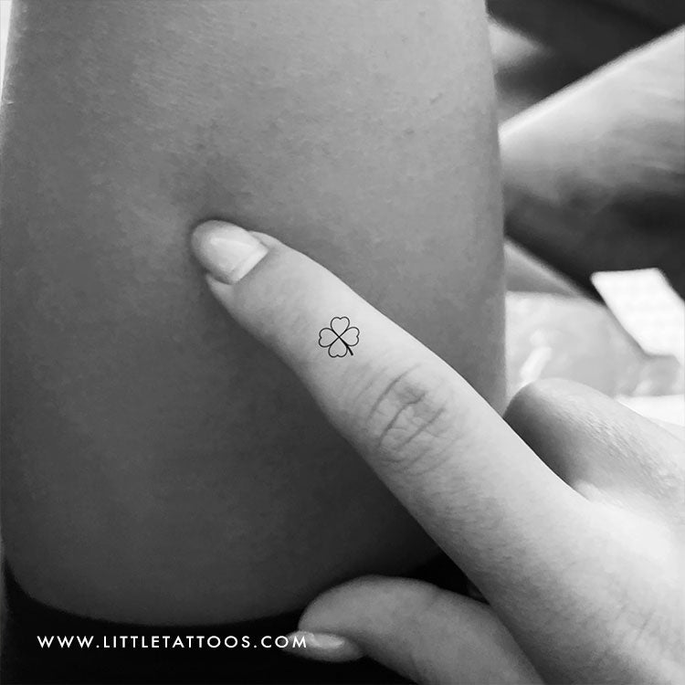Fine Line Four Leaf Clover Temporary Tattoo - Set of 3