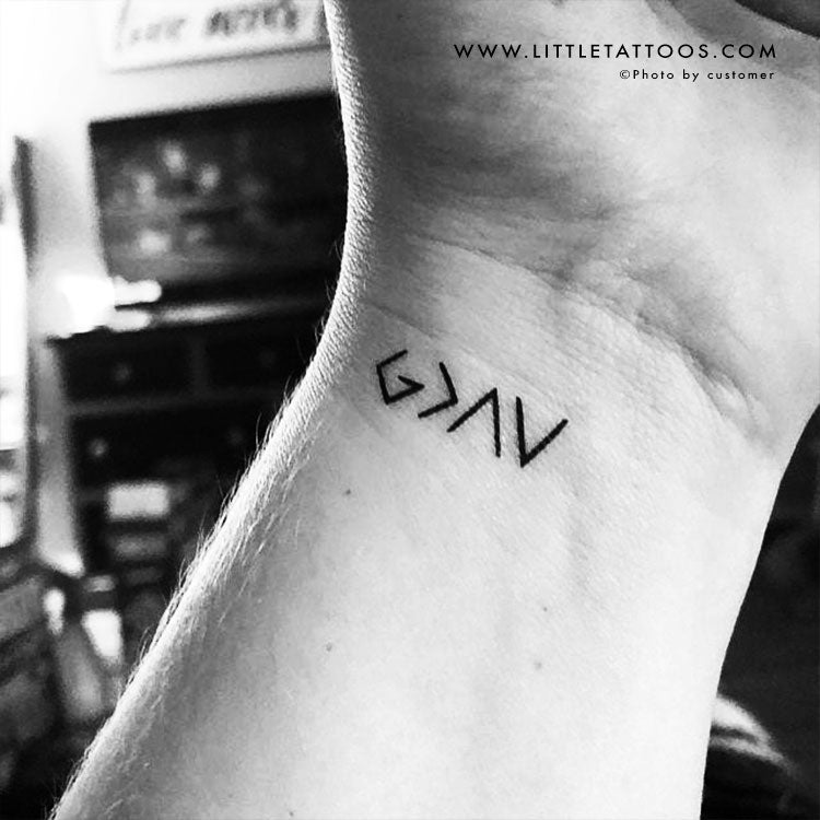 Little God is Greater Than My Highs and Lows Symbol Temporary Tattoo - Set of 3