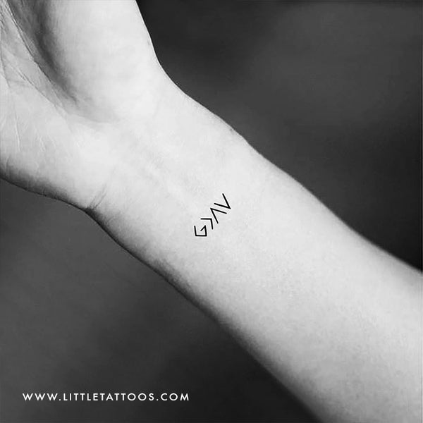 Little God is Greater Than My Highs and Lows Symbol Temporary Tattoo - Set of 3