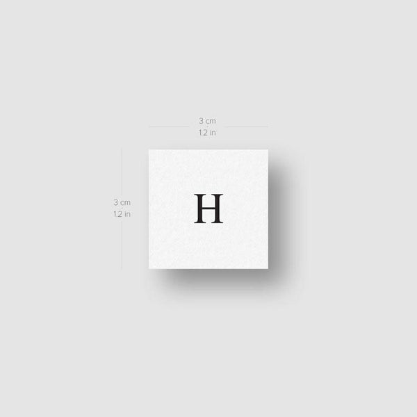 H Uppercase Serif Letter Temporary Tattoo - Set of 3