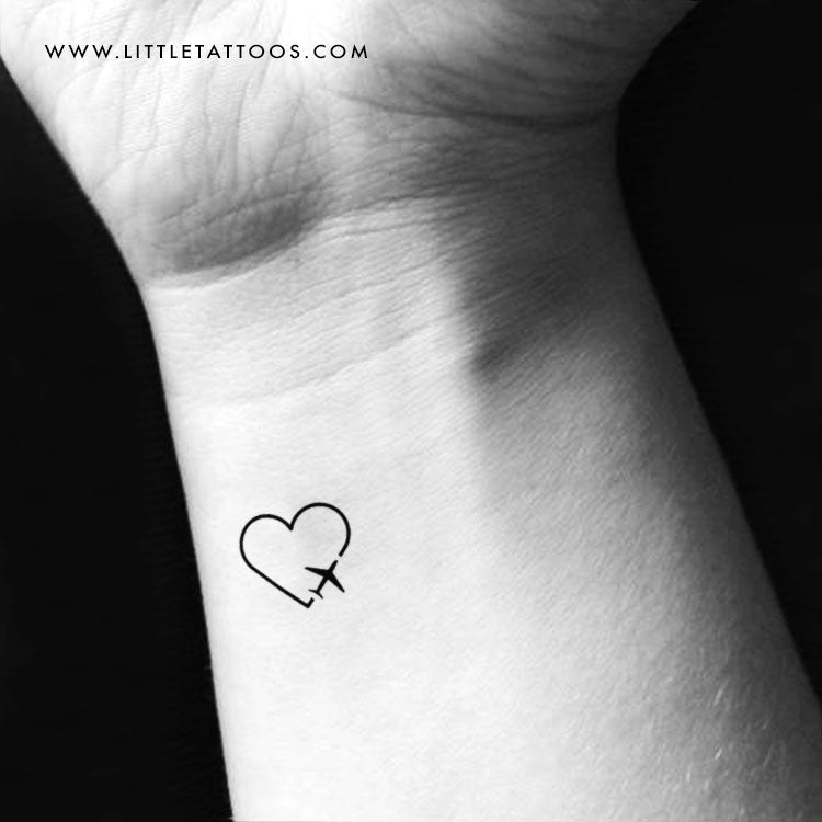 Tatuaje temporal de corazón de viajero - Juego de 3