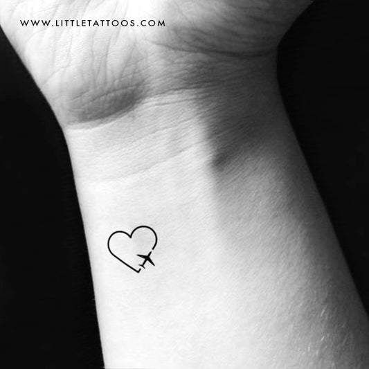 Tatuaje temporal de corazón de viajero - Juego de 3