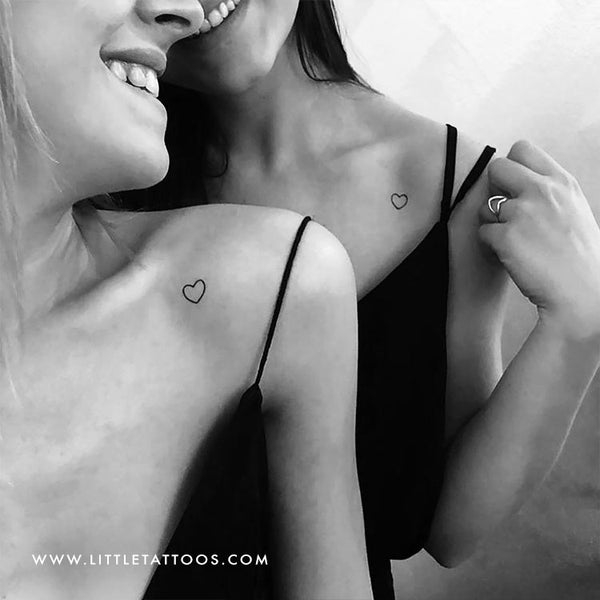 Small Heart Outline Temporary Tattoo - Set of 3