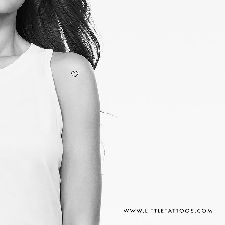 Small Heart Outline Temporary Tattoo - Set of 3