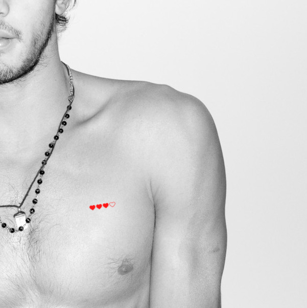 Red Loading Hearts Temporary Tattoo - Set of 3