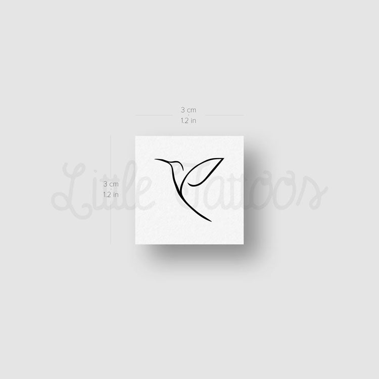 Tatuaje temporal minimalista de colibrí (derecha) - Juego de 3