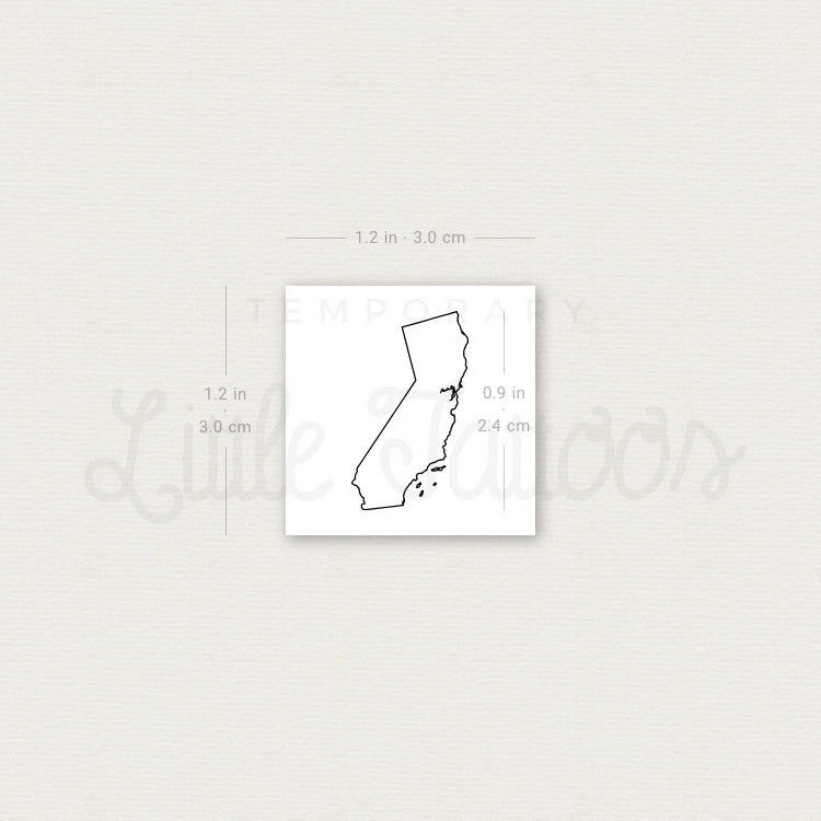 California Map Outline Temporary Tattoo - Set of 3