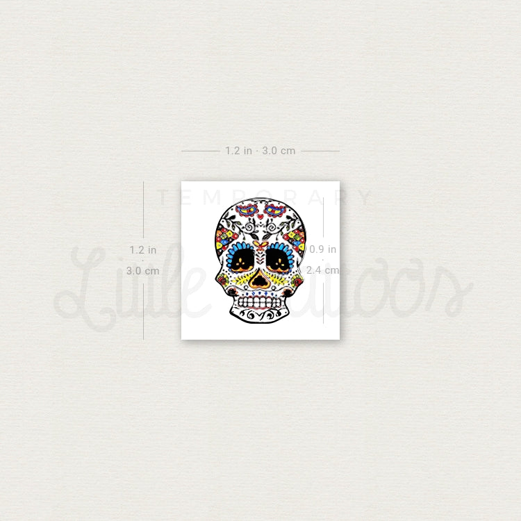 Small Sugar Skull Temporary Tattoo - Set of 3