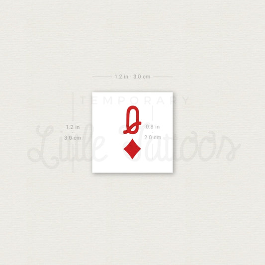 Queen Of Diamonds Temporary Tattoo - Set of 3