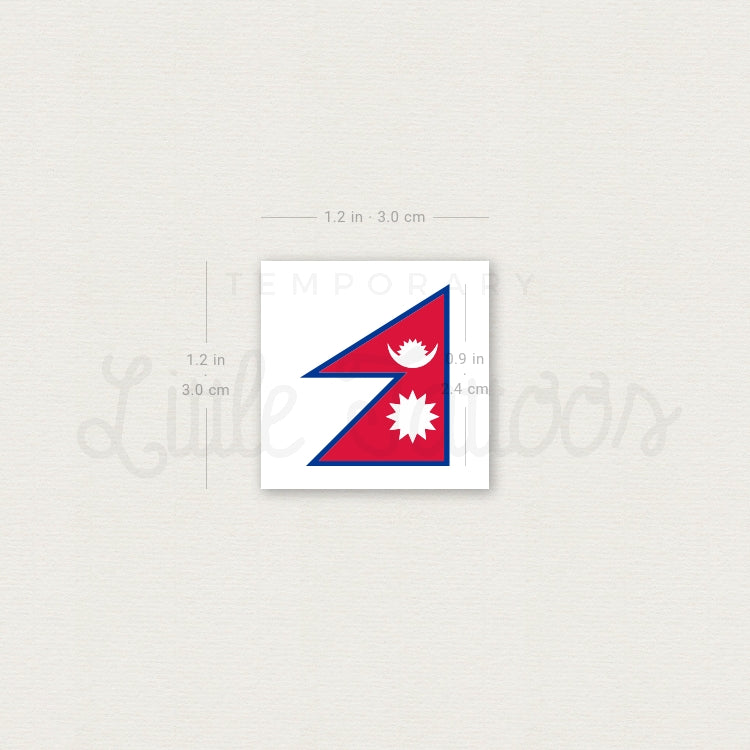 Nepal Flag Temporary Tattoo - Set of 3