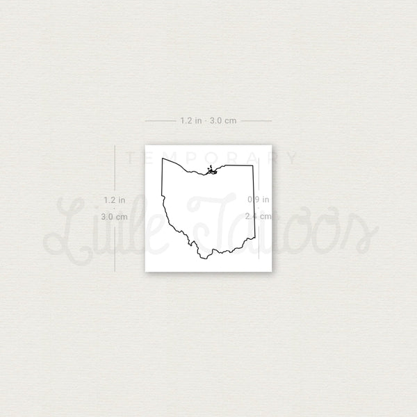 Ohio Map Temporary Tattoo - Set of 3