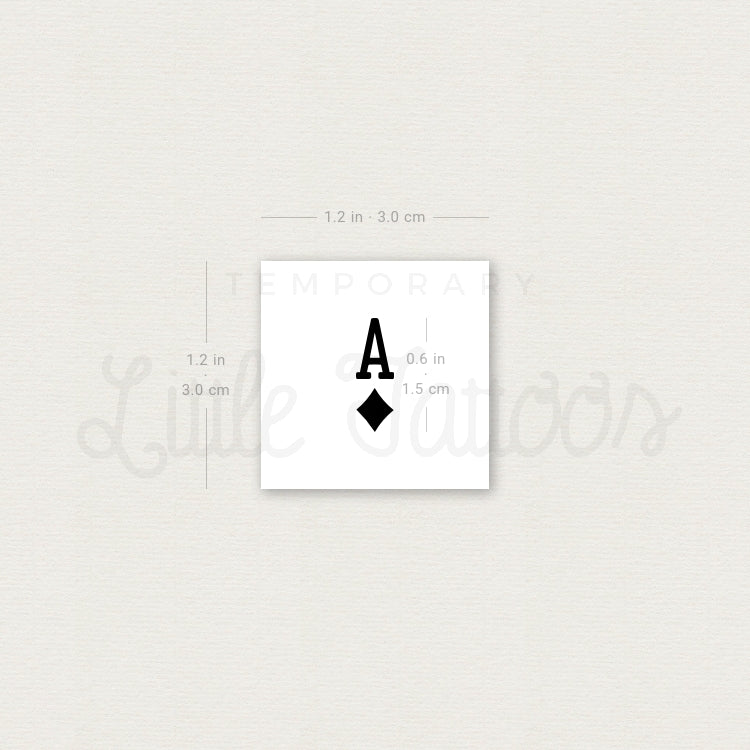 Tatuaje temporal del as de diamantes negro (juego de 3)