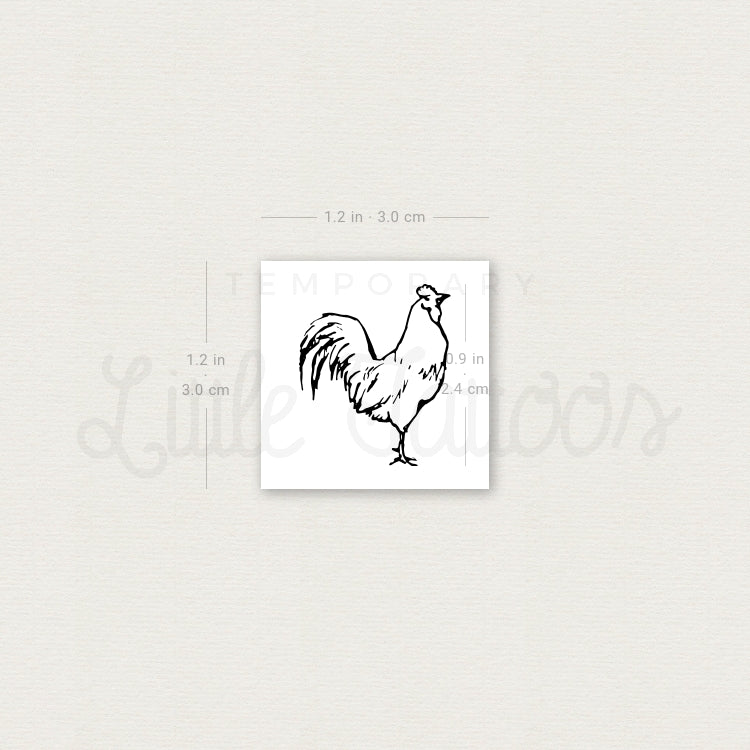 Rooster Temporary Tattoo - Set of 3