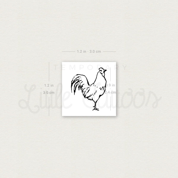 Rooster Temporary Tattoo - Set of 3