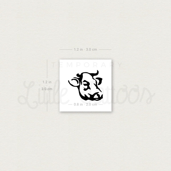 Cow Face Temporary Tattoo - Set of 3