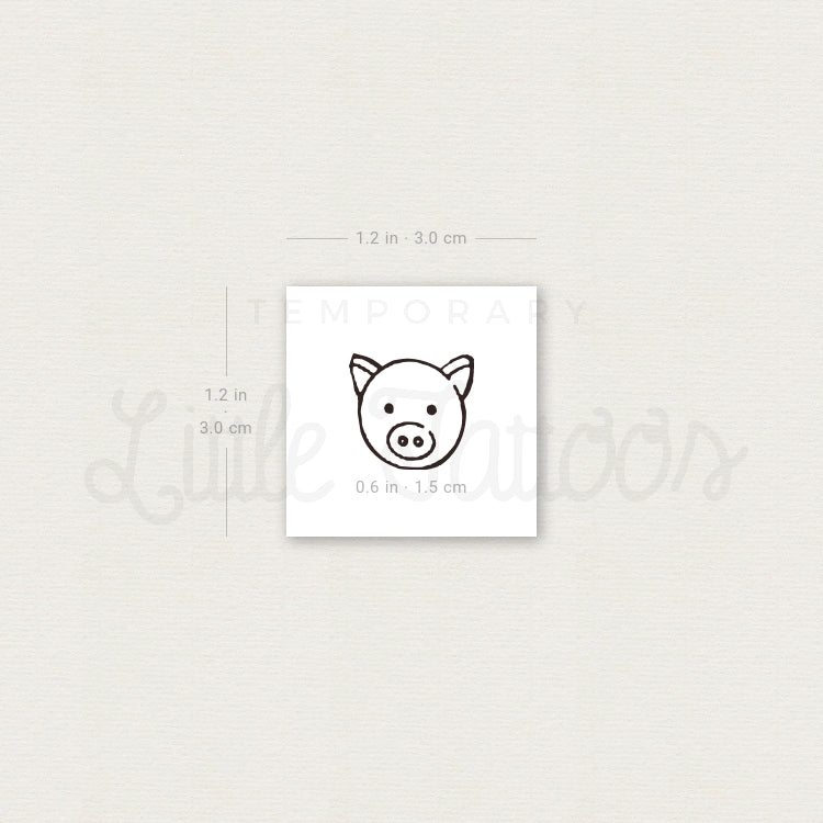 Small Pig Face Temporary Tattoo - Set of 3