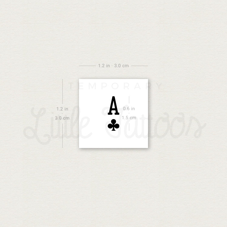 Tatuaje temporal pequeño de as de tréboles (juego de 3)
