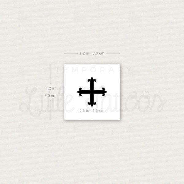 Cross Fleury Temporary Tattoo - Set of 3