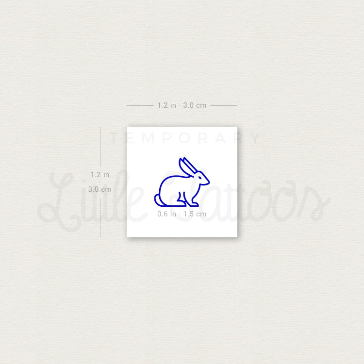 Blue Rabbit Temporary Tattoo - Set of 3
