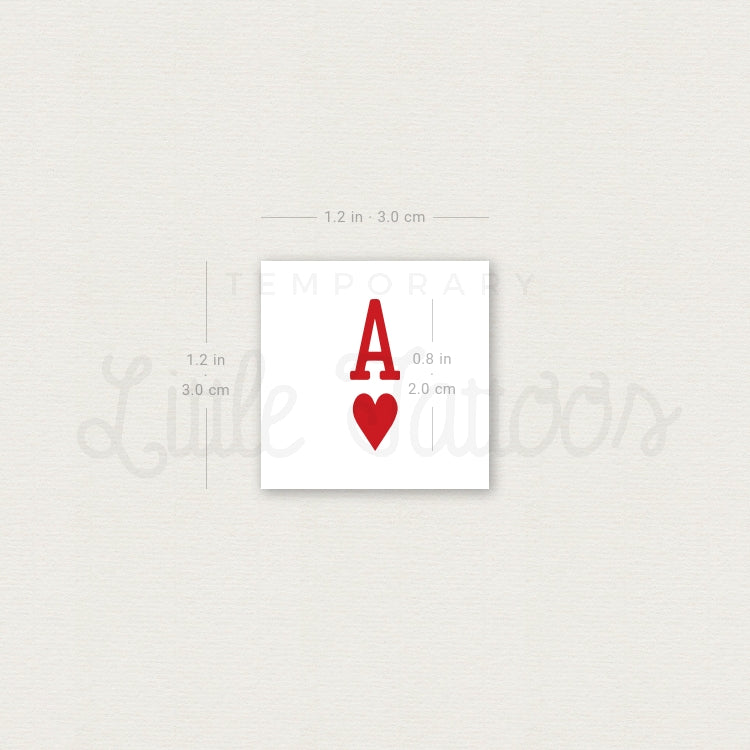 Ace Of Hearts Temporary Tattoo - Set of 3